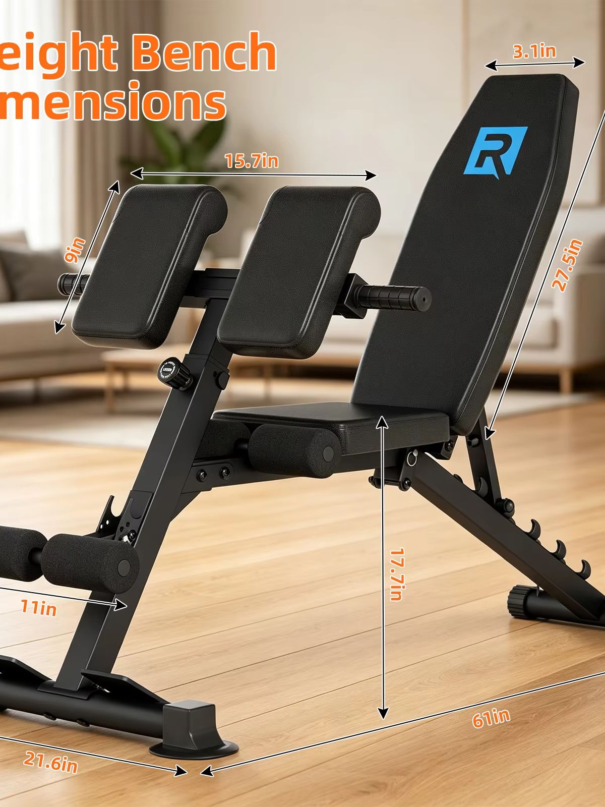 Home Gym Weight Bench - Banc de musculation compact et robuste,