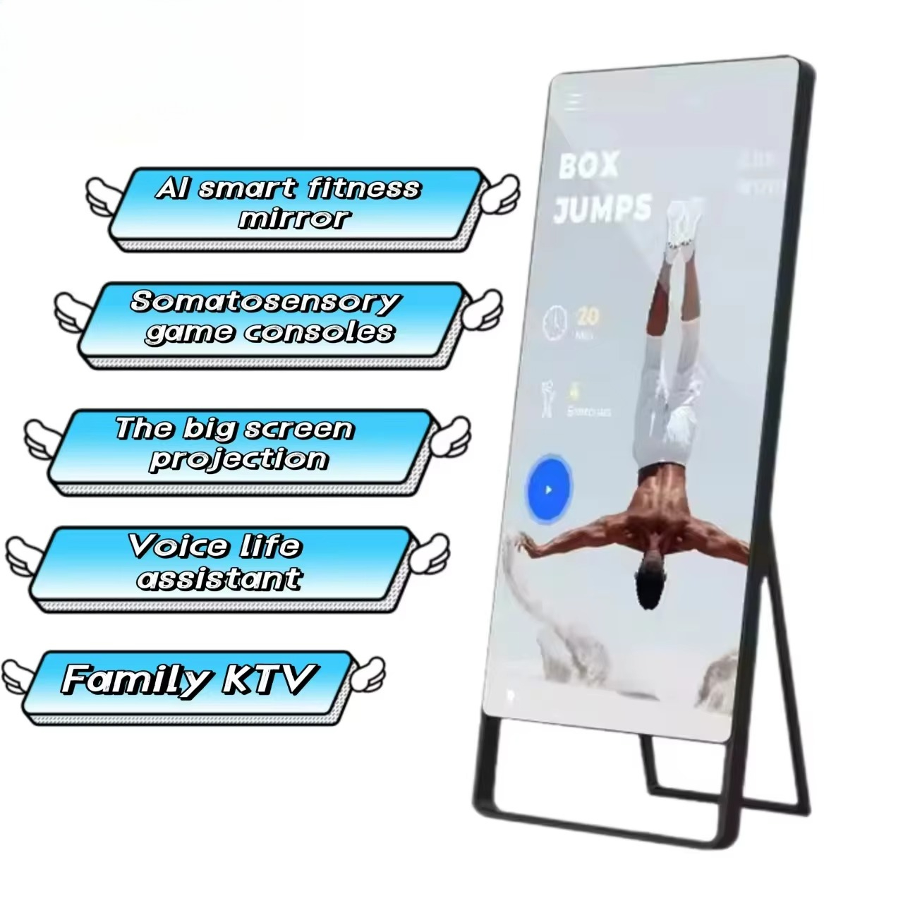Home Gym Rubber Flooring - Miroir d'entraînement personnel sur pied LCD