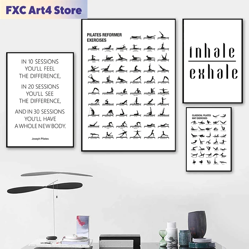 Home Gym Aesthetic - Affiche de tableau d'entraînement Pilates sans