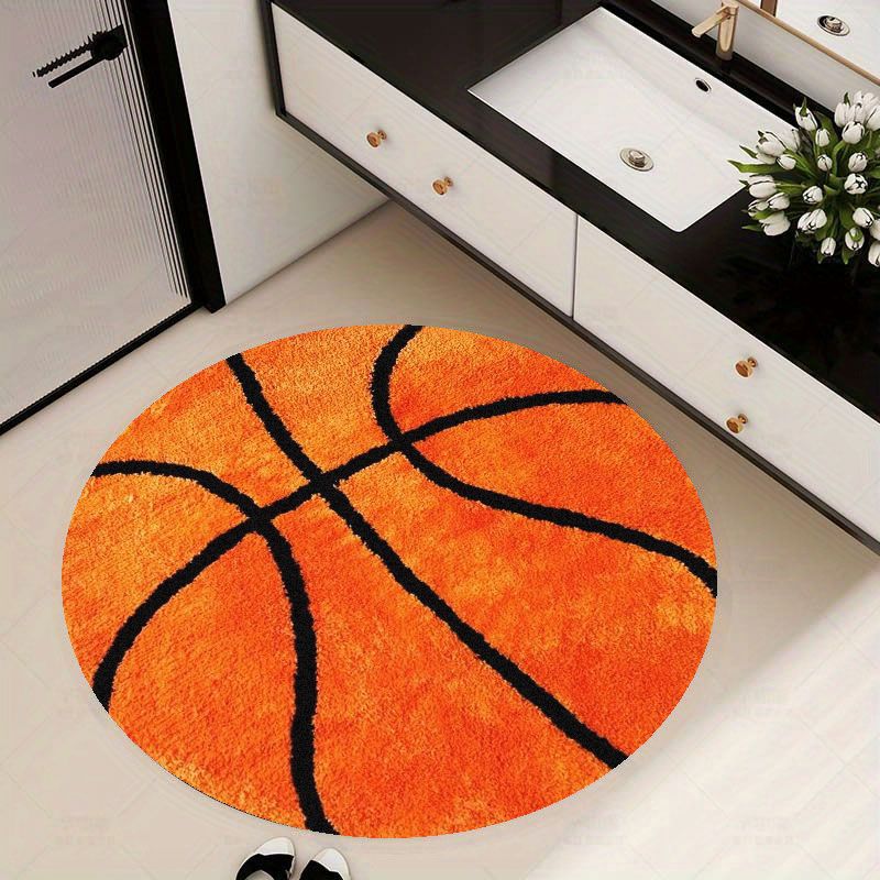 Home Gym Aesthetic - Tapis rond à motif de basket-ball,